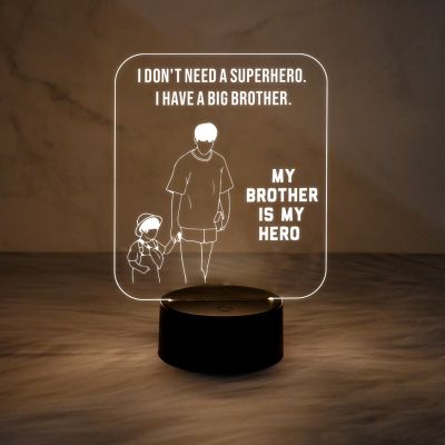 My Brother is My Hero Led Night Lamp Best Gift for Bhai | World Best Brother Gift